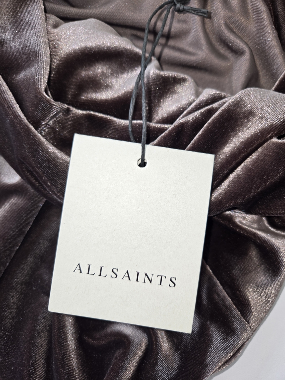 NWT All Saints Brown Velvet Off-Shoulder Top Long Sleeve Blouse Asymmetrical 6 - Picture 10 of 11